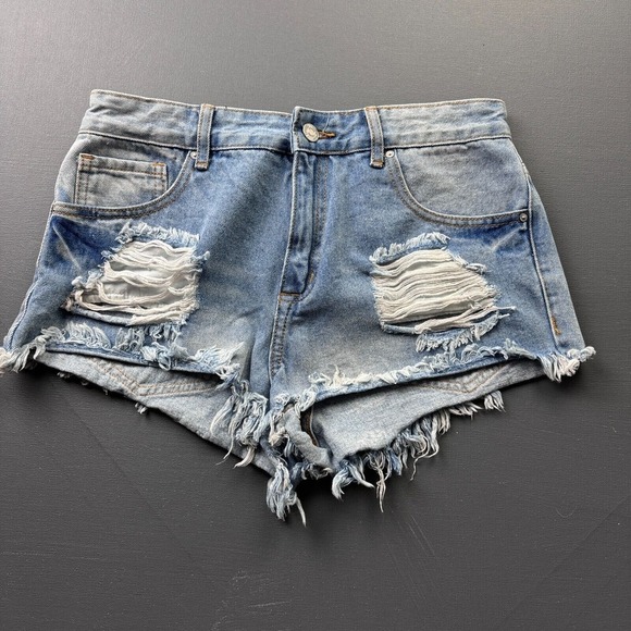 Forever 21 Pants - Forever 21 Denim Shorts Women's 30 Blue Distressed Frayed Cutoff Festival Y2K